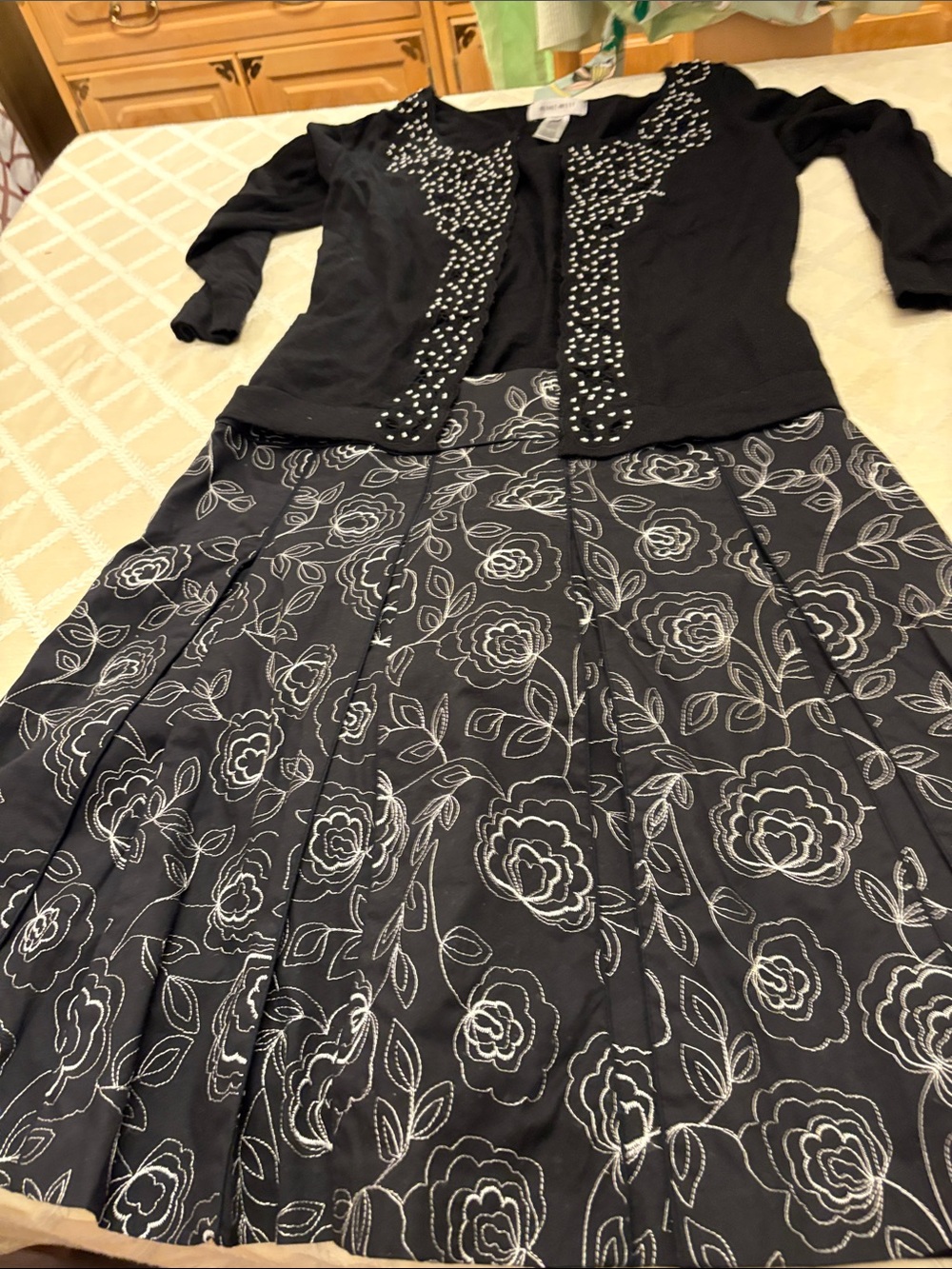 Nine West pleated skirt and vintage cardigan coordinated set